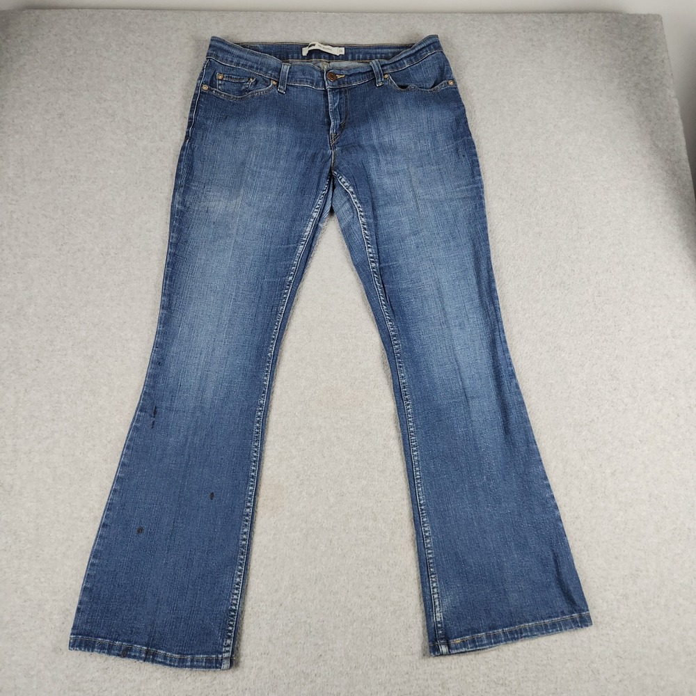Levis 524 Bootcut Jeans Womens 11 Blue Faded Denim Low Rise Medium Wash Stretch